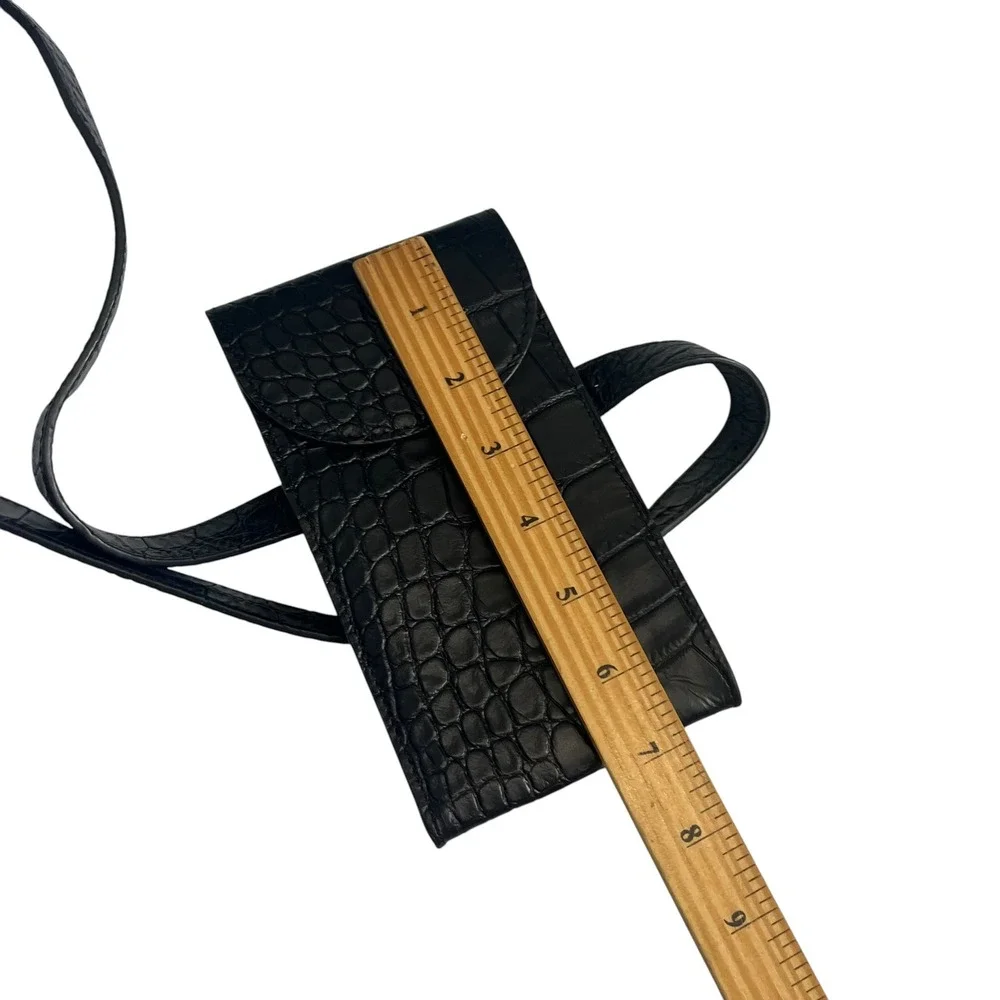 Cuyana Convertible Croc Embossed Mini Belt Bag Black Leather Crossbody Luxury